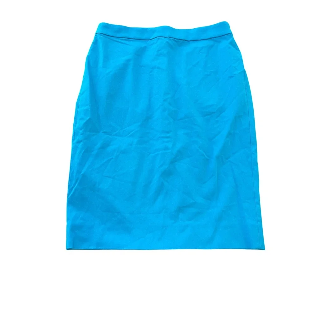 J.Crew No. 2 Pencil Skirt Pacific Blue‎ Bi-Stretch Cotton Size 6 G0823 NEW